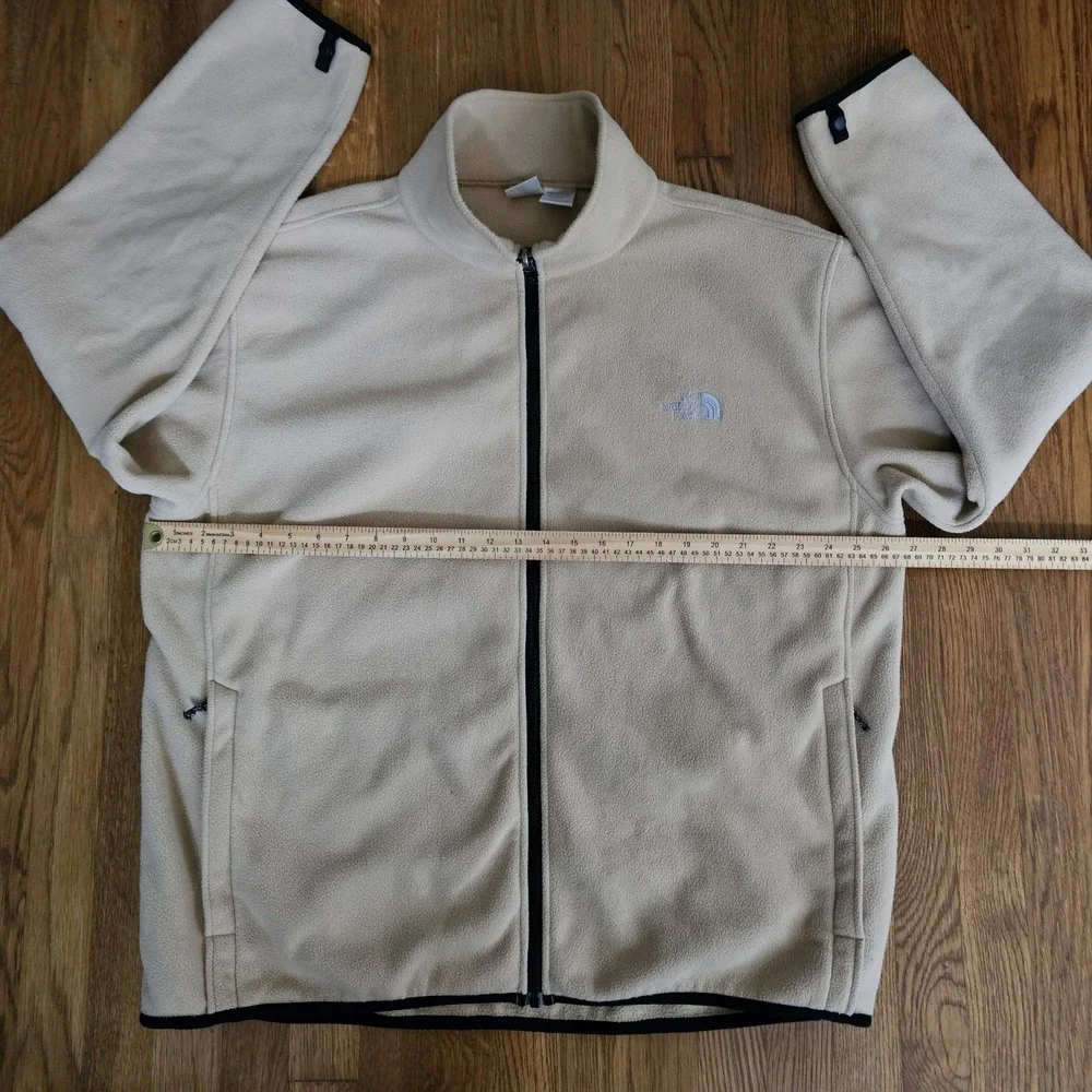 The North Face Fleece Full Zip Up Mock Neck Tan Jacket Mens Size 2XL XXL